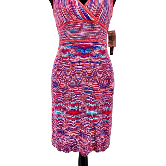 Vtg GUESS NWT Y2K Crochet Halter Dress Large Colorful Metallic Gold Red Blue - Picture 9 of 16
